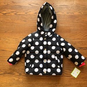 NWT Carters 2T winter coat blk & white polka dots
